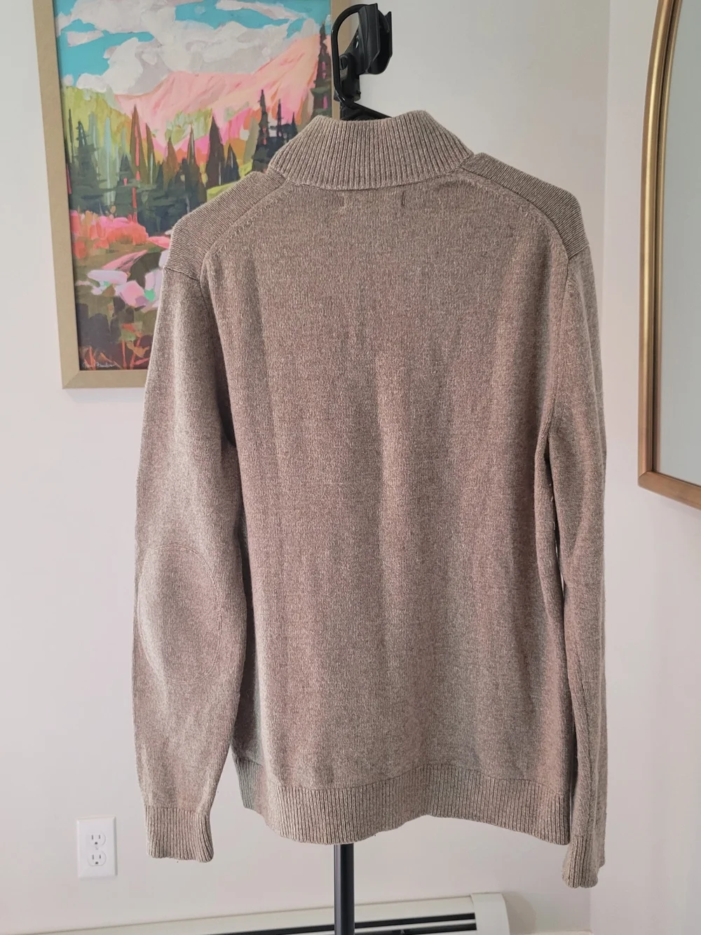 BANANA REPUBLIC Quarter Zip Pullover Sweater Tan Beige Casual Knit Men's Size L